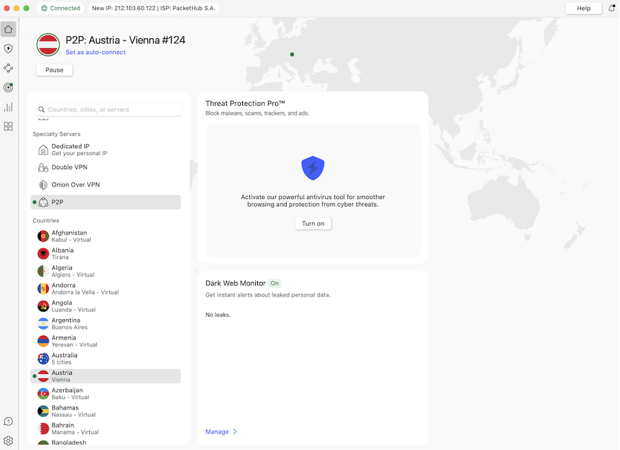 VPN lokacijos keitimas
